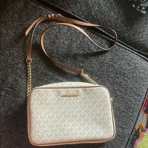 Michael Kors Beige and Gold Crossbody Bag
